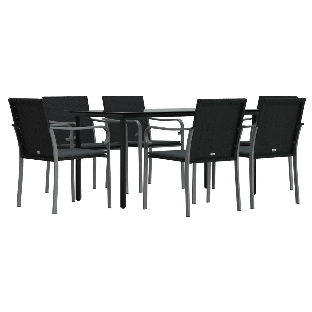 Set Pranzo da Giardino 7 pz con Cuscini in Polyrattan e Acciaio 3186964