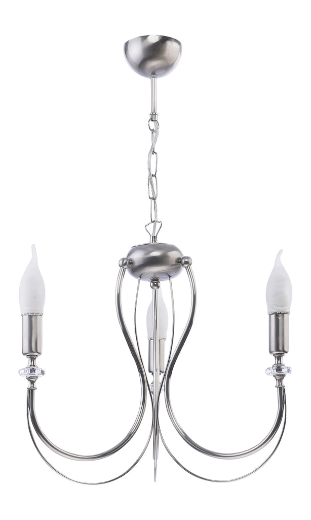 Lampadario retro 3 luci argento cromato E14 Jupiter