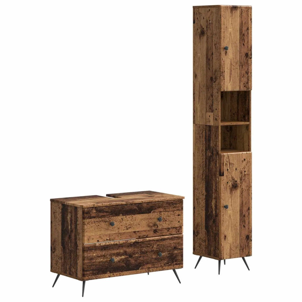 Set di Armadi da Bagno da 2 Pezzi BREDA Legno antico 3417565