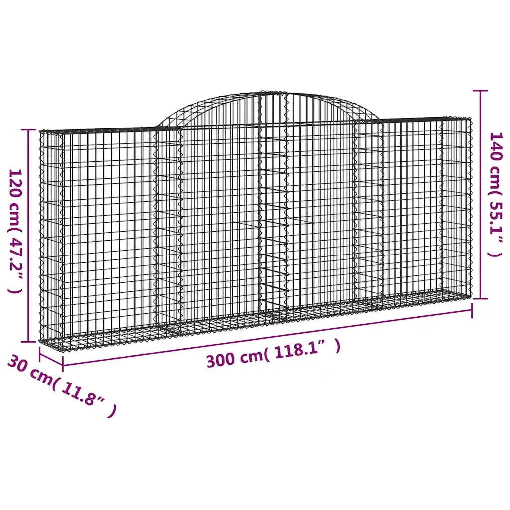 Cesti Gabbioni ad Arco 20 pz 300x30x120/140 cm Ferro Zincato 3146553