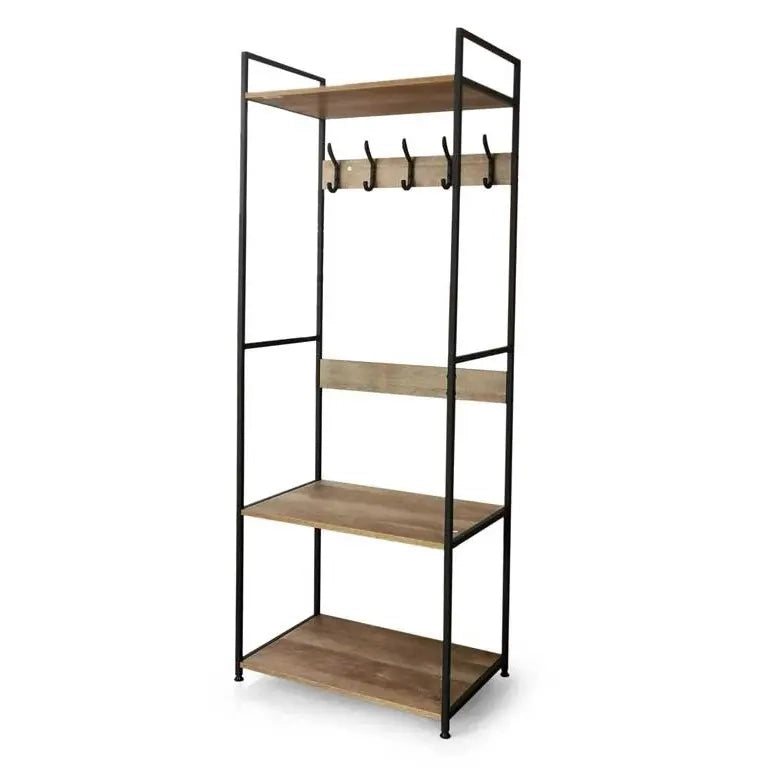 Appendiabiti metallo e legno 5 ganci cm 59x39x174 h