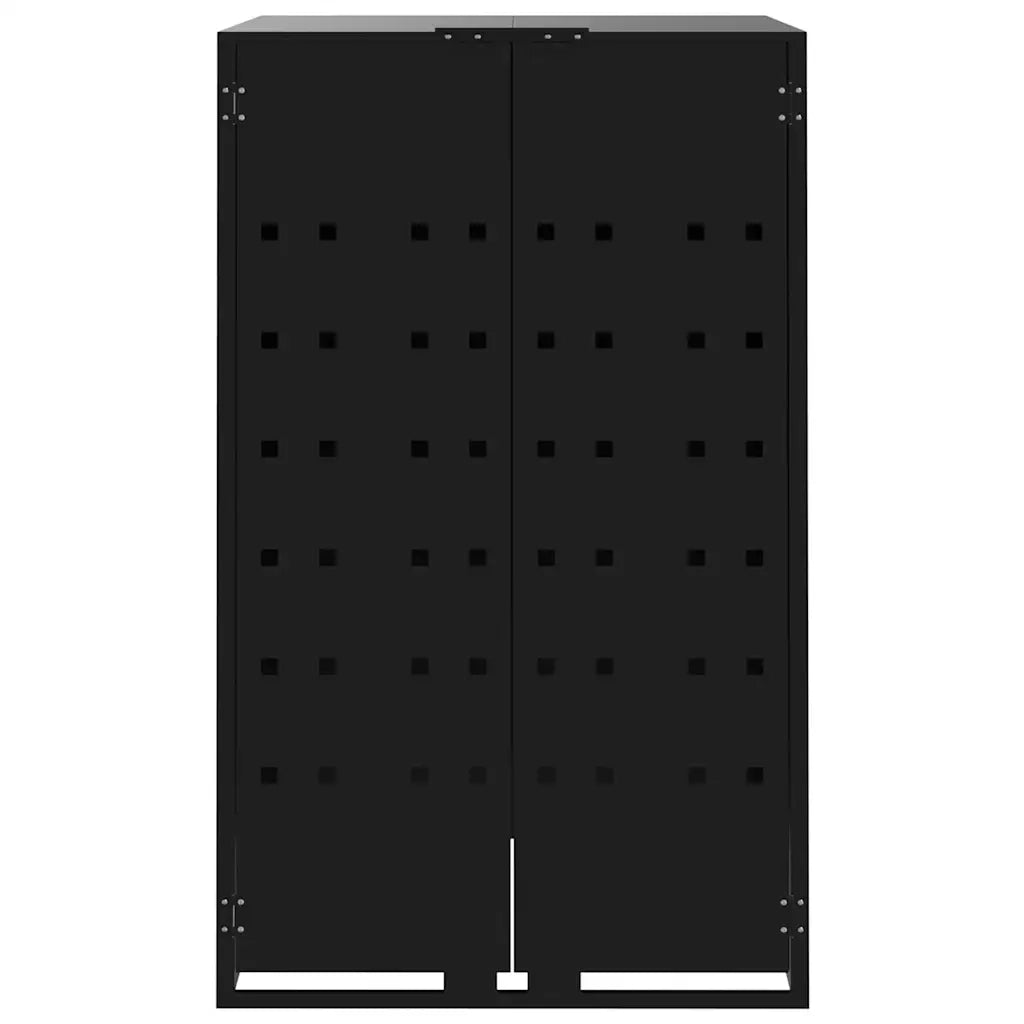 Copribidone con Ruote per 2 Bidoni Nera 138x79x117cm in Acciaio