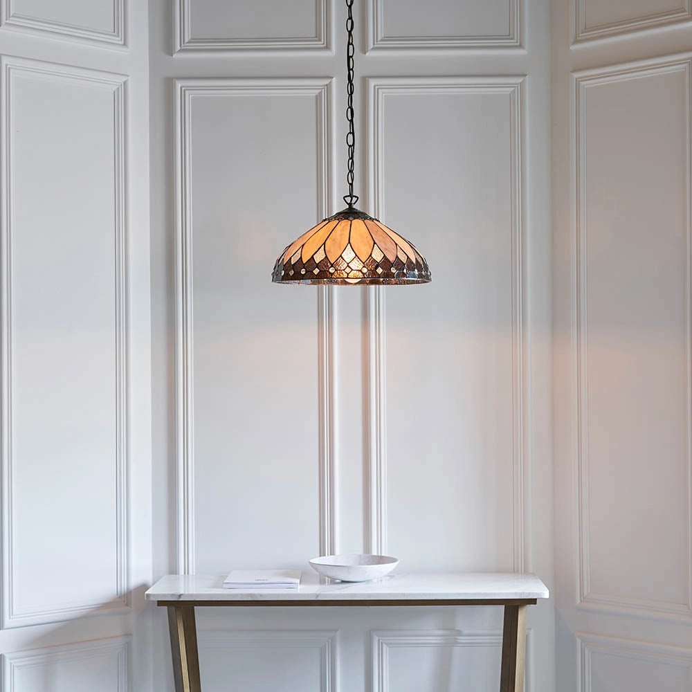 Lampada a sospensione BROOKLYN Tiffany vetro multicolor E27 60W