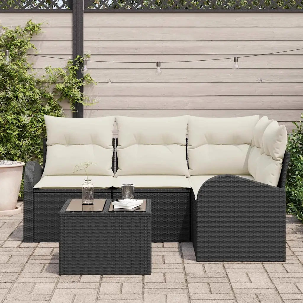 Set Divano da Giardino 5 pcs Nero polyrattan 3346027