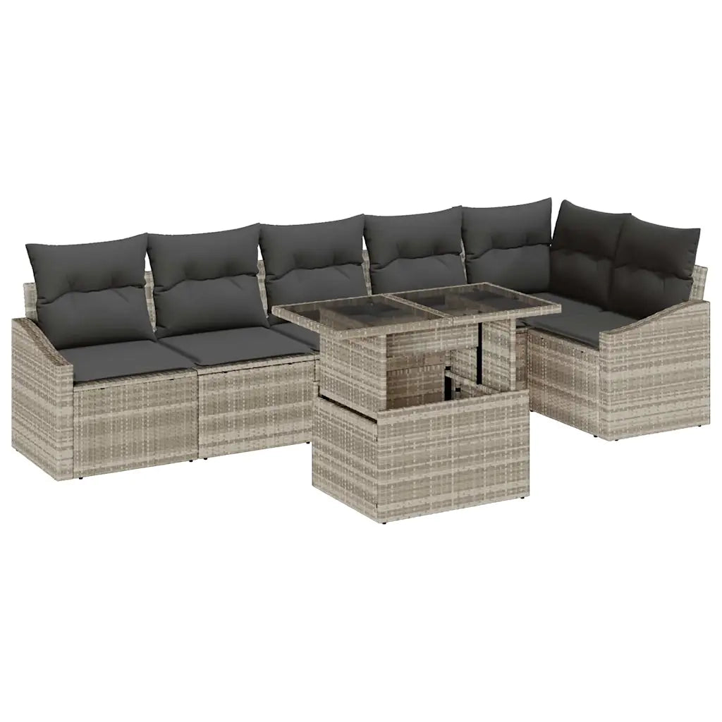 Set Divano da Giardino 7 pcs Grigio chiaro polyrattan