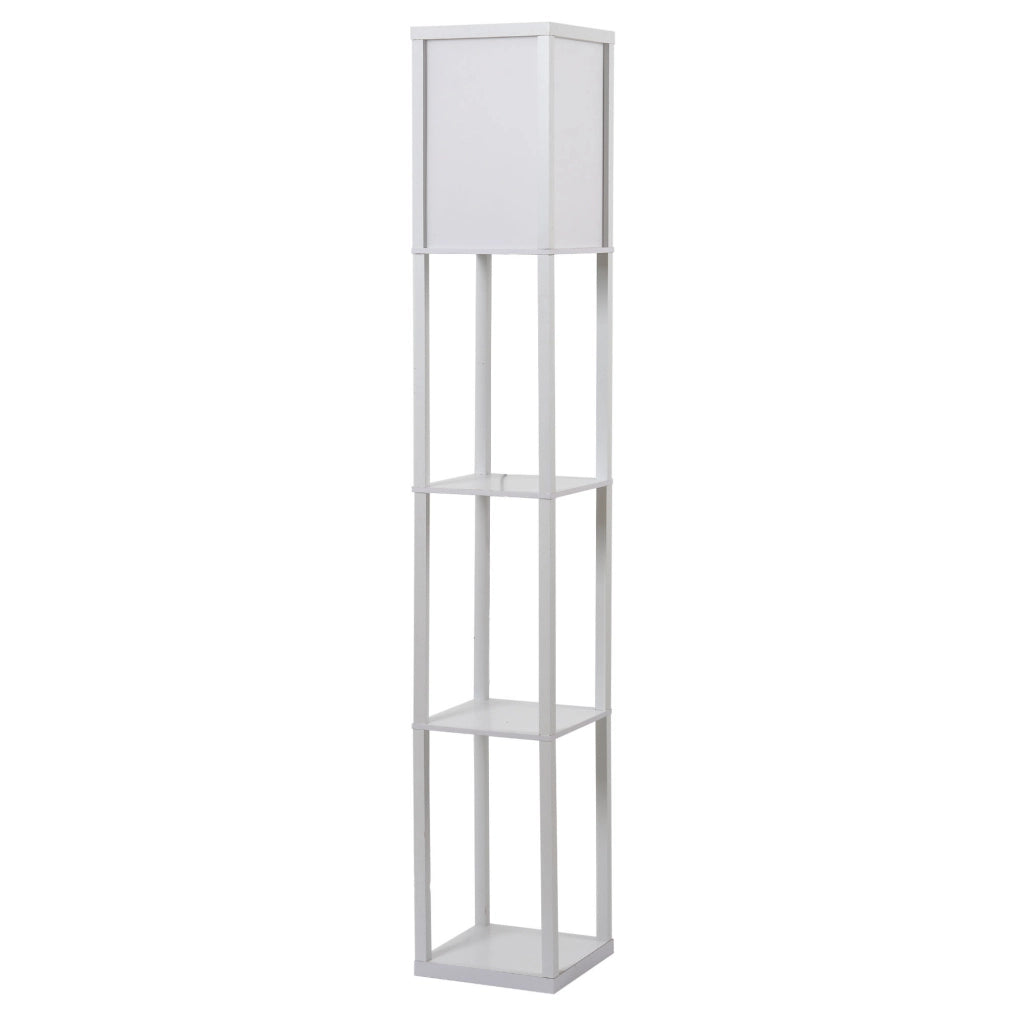 Lampada da Terra con Mensole ¨C Minimal ¨C Bianco MDF 26x26x160cm