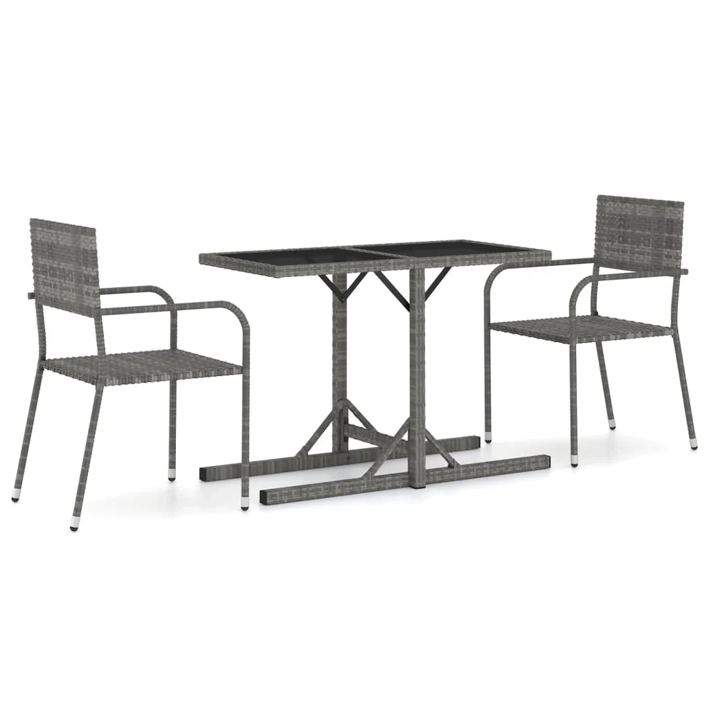 Set da pranzo da giardino per esterni 3 pezzi mobili grigi 02_0013622