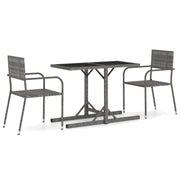 Set da pranzo da giardino per esterni 3 pezzi mobili grigi 02_0013622