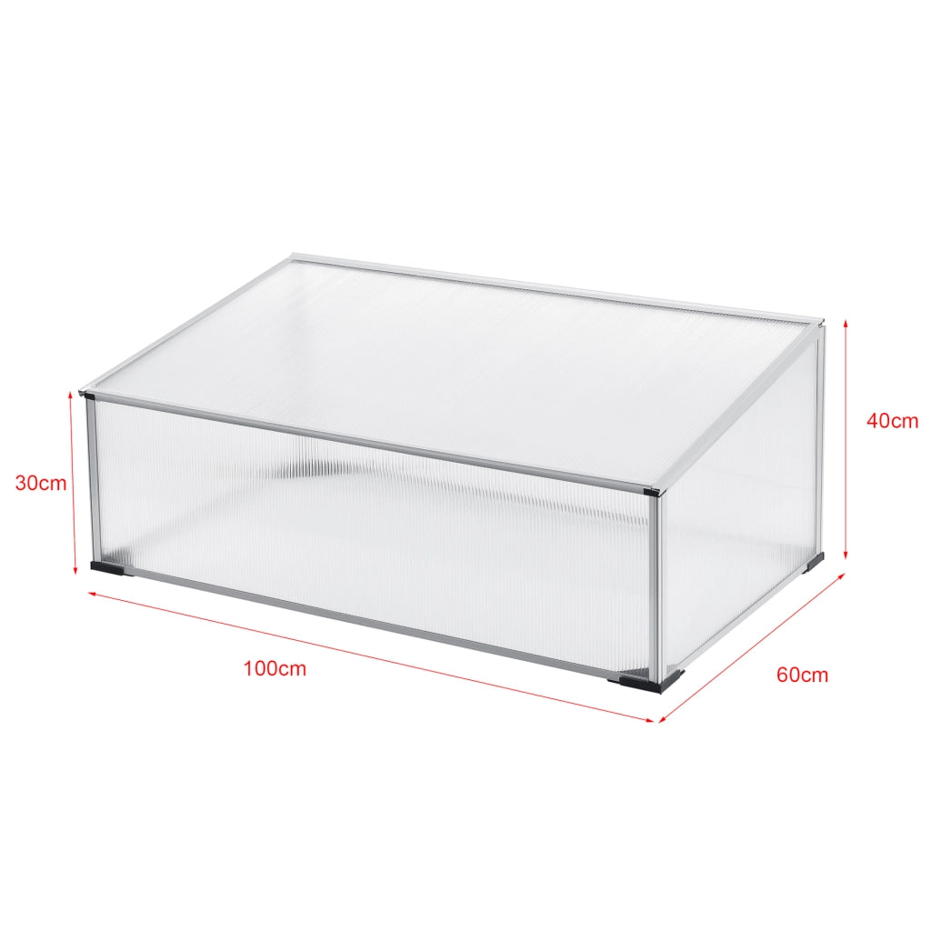 Mini Serra da Balcone/Terrazza per Piante Box Traslucido in Policarbonato 60 x 100 x 30/40 cm Protezione Piantine con Tettuccio Apribile