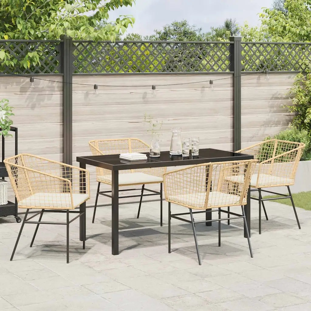 Set da Pranzo per Giardino 5 pcs Marrone polyrattan