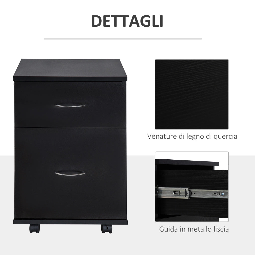 Cassettiera con Ruote ¨C zephmum ¨C Legno Nero 60x40x80