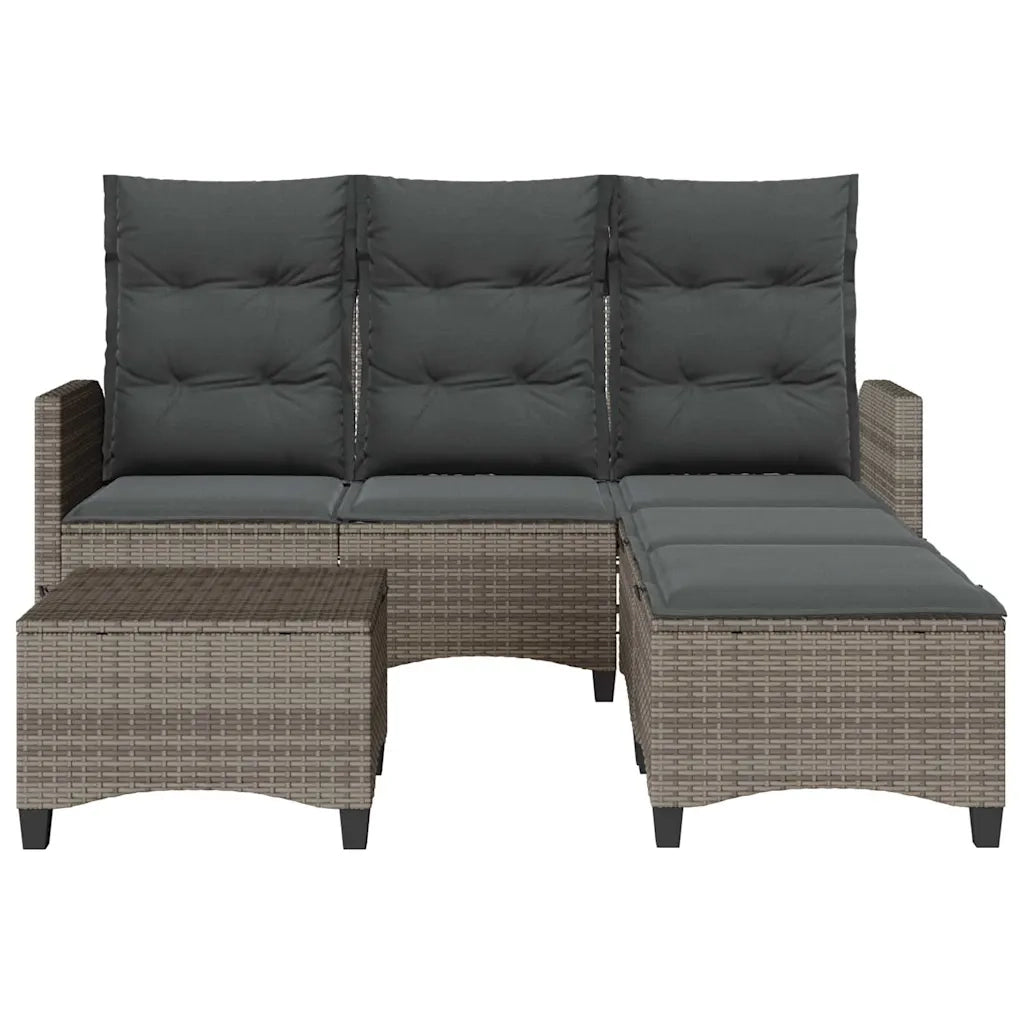 Set Divani da Giardino 3 pz con Cuscini a L Grigio Polyrattan 3328640