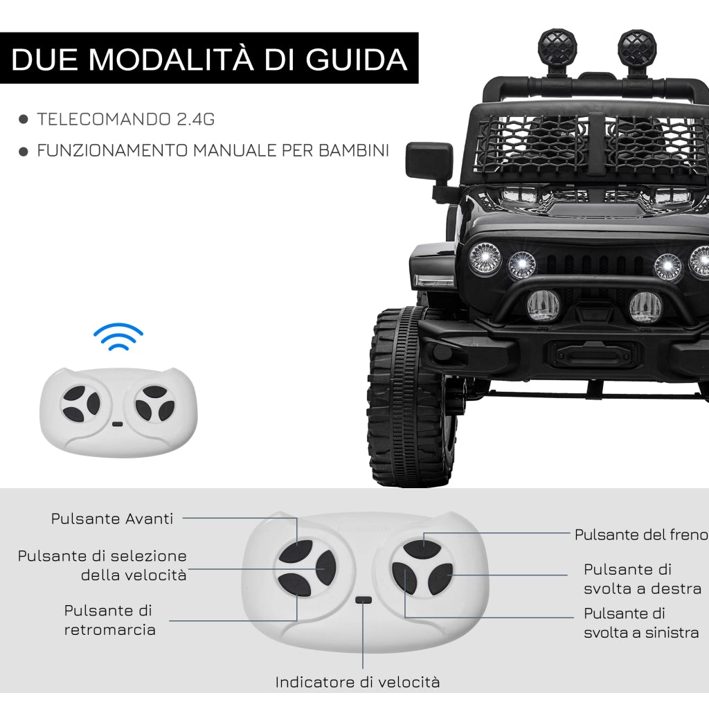 Macchina Elettrica per Bambini 12V con Telecomando ¨C Xylo ¨C Nero 100x64x71cm