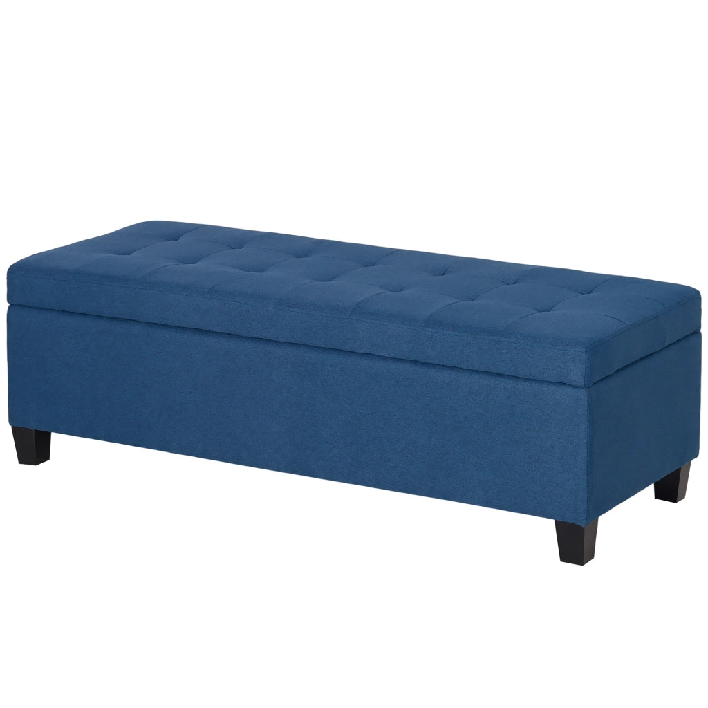 Pouf con contenitore ¨C Minimal ¨C blu, tessuto, 125x49x41,5 cm
