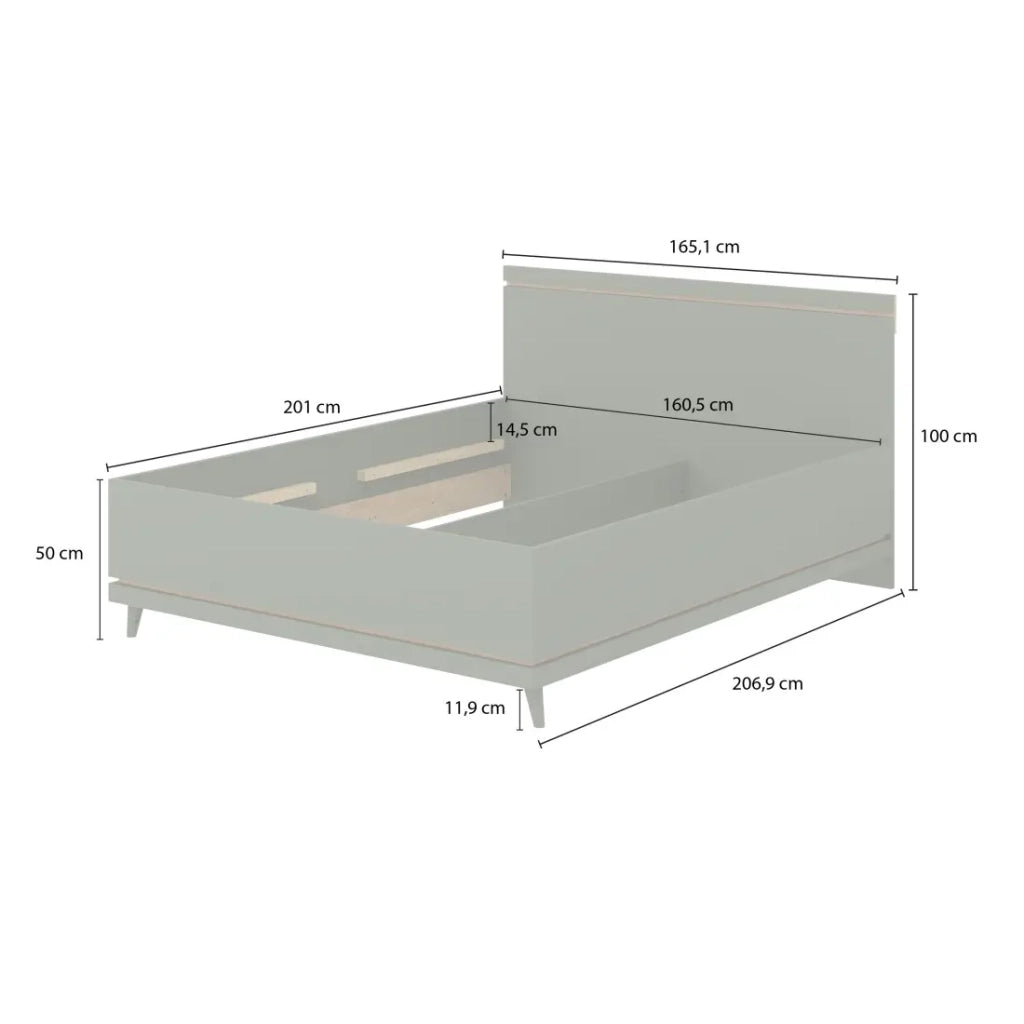 Letto NOKI – 160x200 cm verde e legno – Stile scandinavo