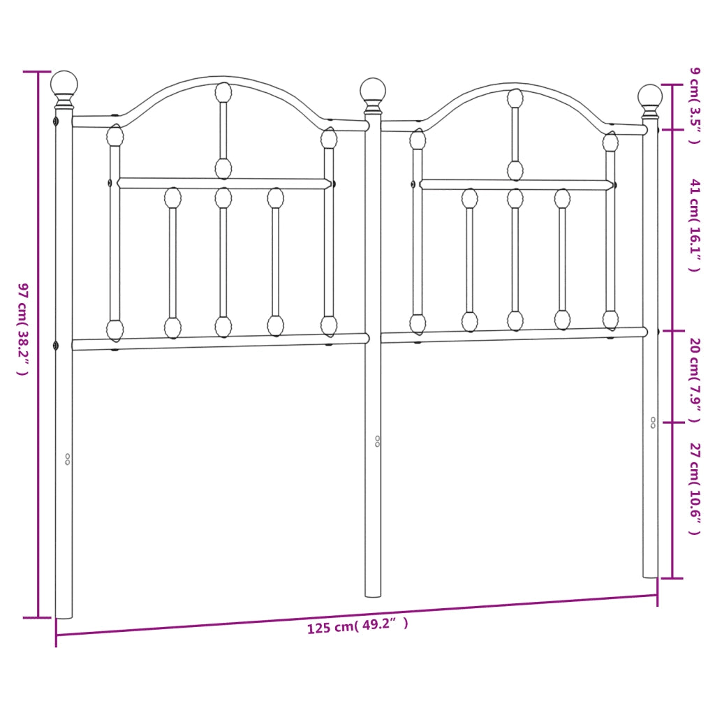 Testiera-Testata del letto in Metallo Nero 120 cm
