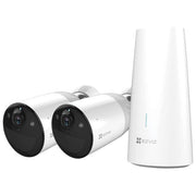 Ezviz CS-BC1-B2 Telecamera di Sicurezza IP Kit 2 Cam e Base Batteria 12900 mAh Full HD 1080p Wi-Fi IP66 Visione Notturna PIR colore Bianco