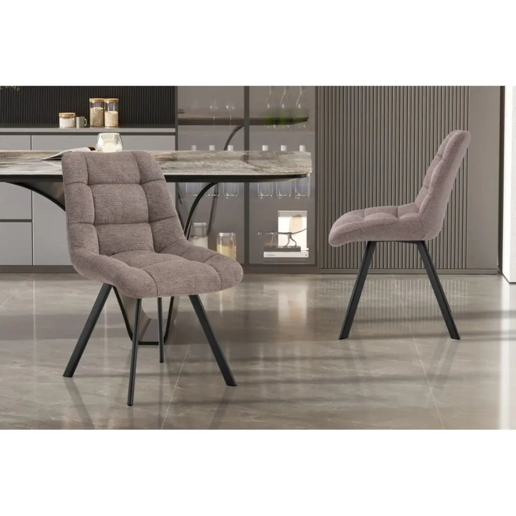 Set di 2 sedie VELMA - Tessuto pepe - Gambe in metallo - Design moderno - Eleganza naturale e contrastata