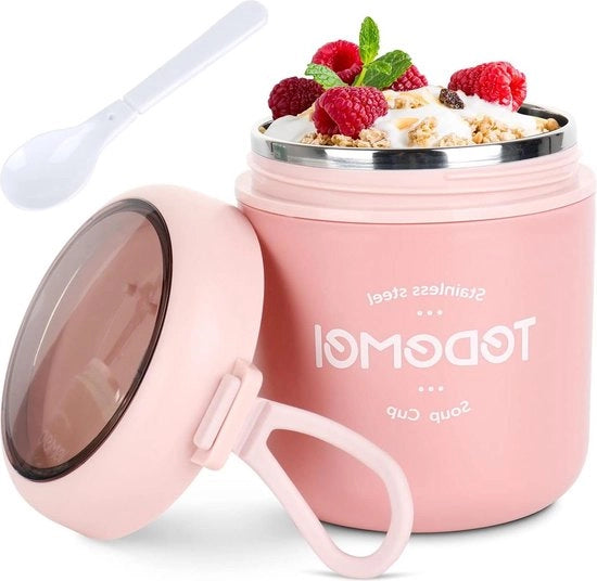 Contenitore per snack con coperchio, cucchiaio e contenitore per yogurt e cereali per adulti e bambini
