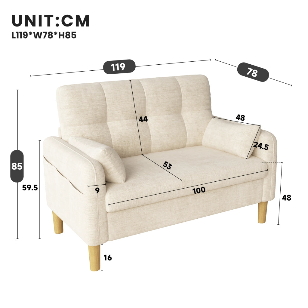 DIVANO 2 posti 119x78x85 cm in chenille beige