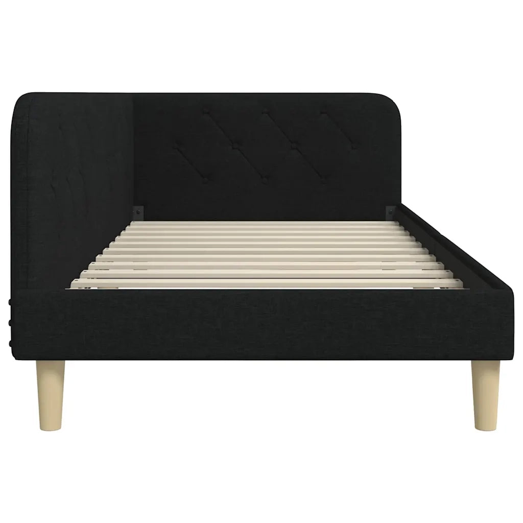 Cornice del letto ad angolo Nero 100 x 200 cm Tessuto