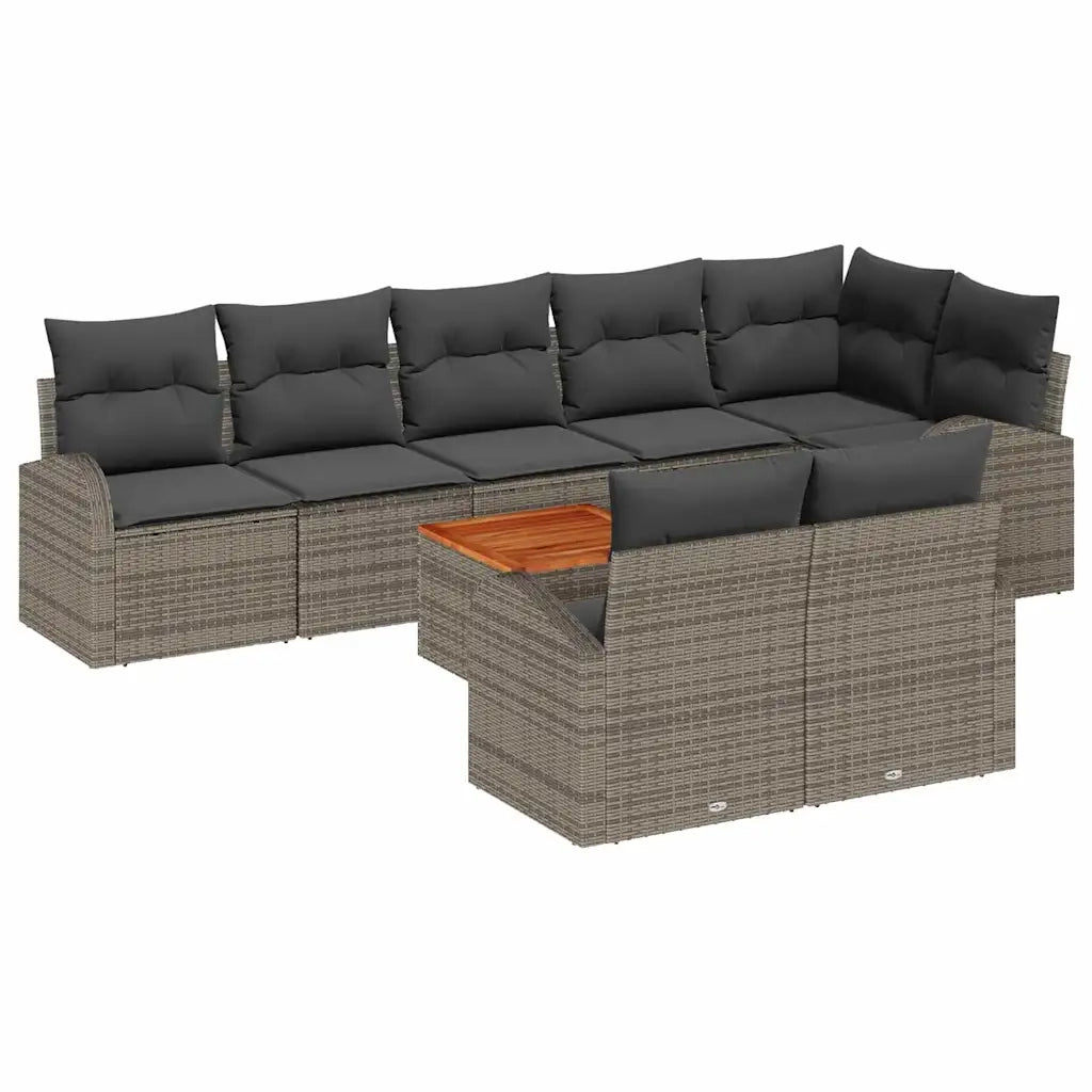 Set Divano da Giardino 9 pcs Grigio polyrattan