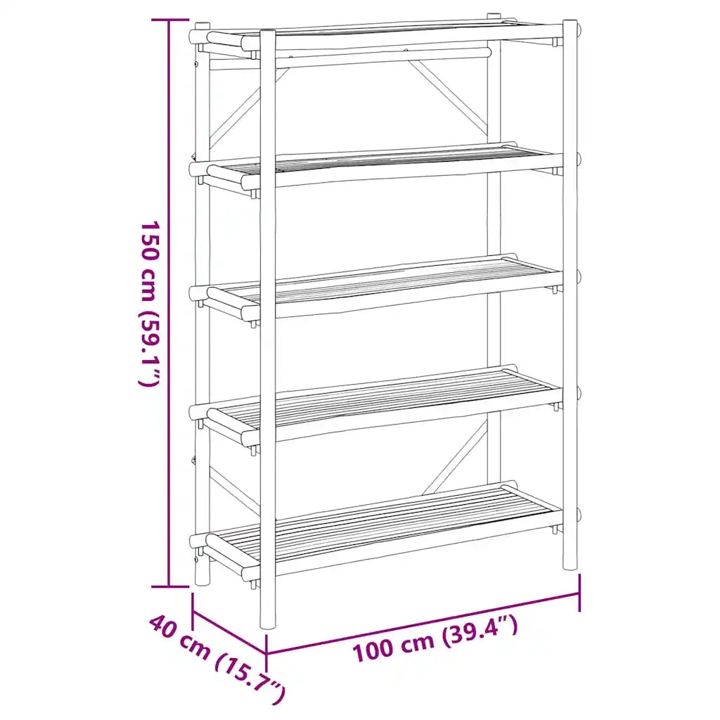Scaffale 5 Ripiani 100x40x150 cm in Bamb¨´ CFW3346691