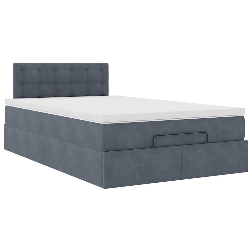 Pouf Letto con Materasso e LED Grigio Scuro 120x190cm Velluto