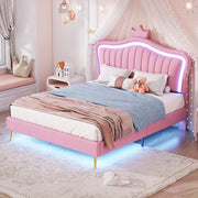 Letto per bambini 140x200 - Xylo - Rosa con illuminazione LED