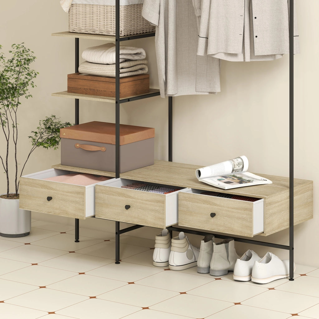 Armadio a colonna con ripiani, cassetti e appendiabiti ¨C Minimal ¨C 180x40x180 cm
