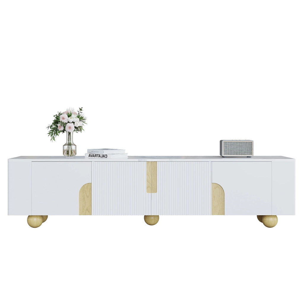 Mobile TV ¨C MINIMAL ¨C Bianco, Legno, 180 cm, 4 Ante, Design Elegante