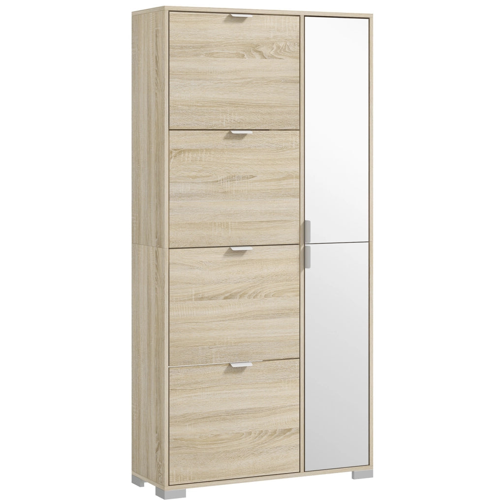 Armadio Scarpiera con Specchio e Cassetti ¨C Minimal ¨C Rovere 82x30x168cm