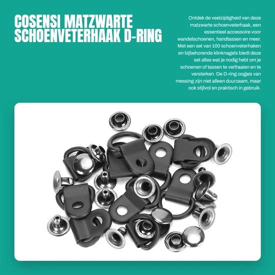 Hanger a d-rim 100 pezzi - Viti a chiodo - Matzwart - Ottone - Duraturo e facile da installare - Grappini