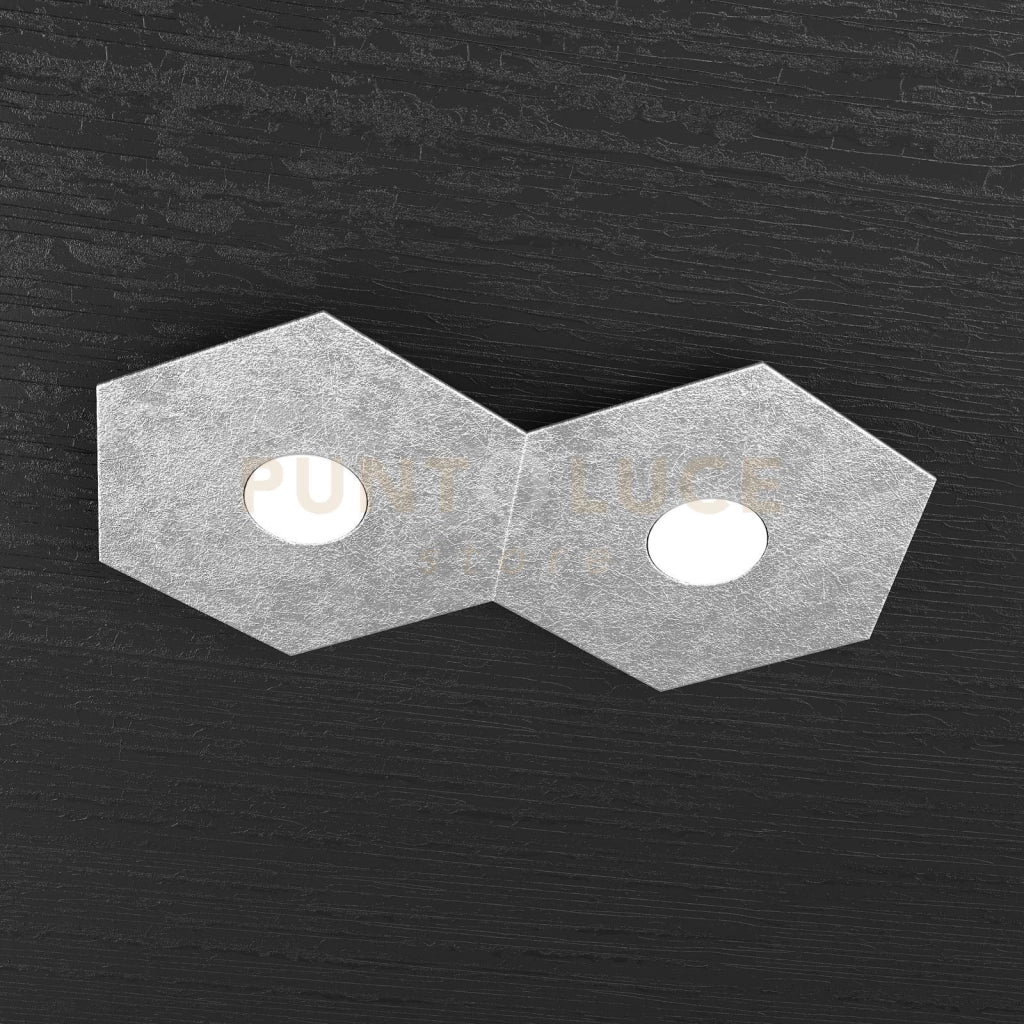 HEXAGON APPLIQUE-PLAFONIERA 2 LUCI FOGLIA ARGENTO 1142-2L-FA