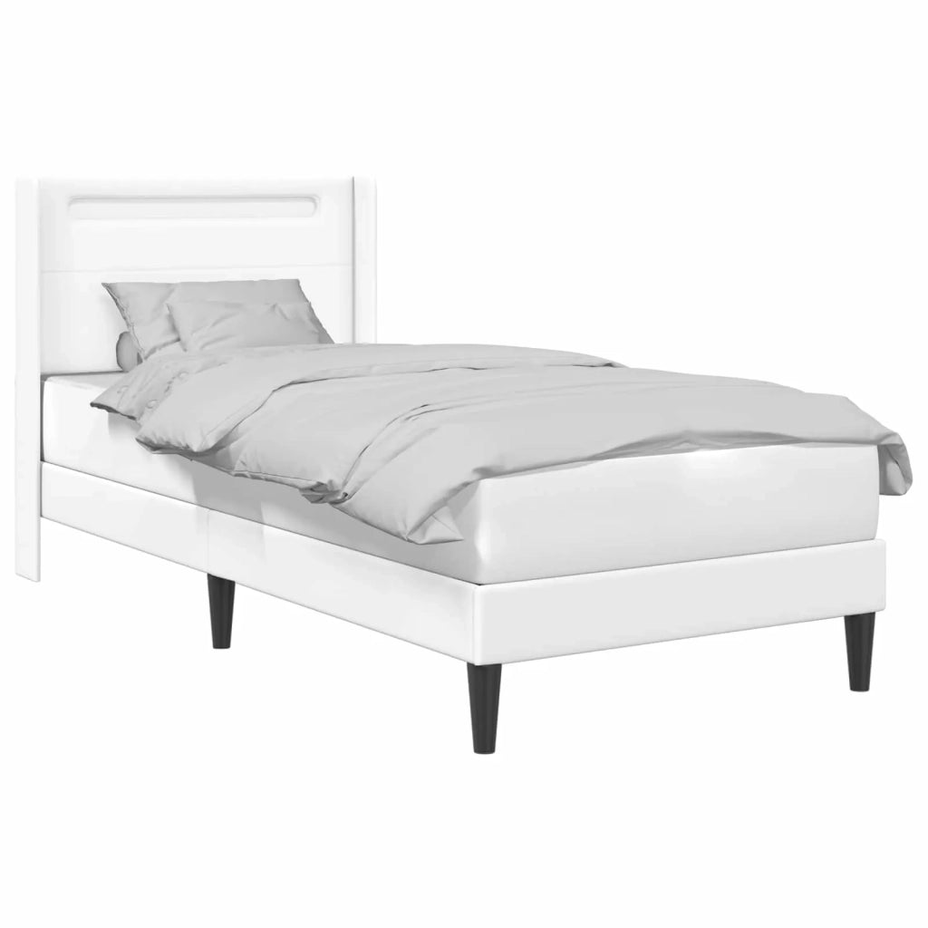 Letto singolo | Letto per adulti | Struttura del letto con testiera Bianco 100 x 200 cm Similpelle