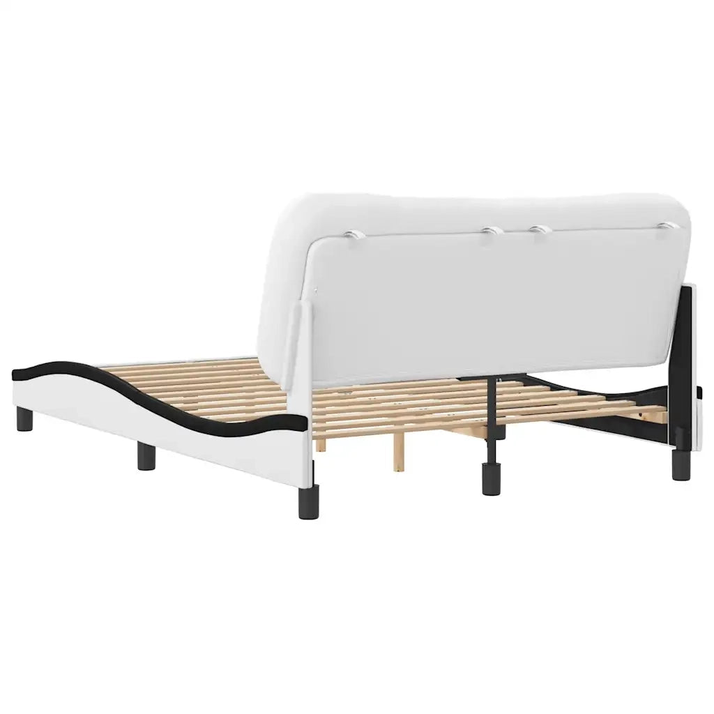 Letto matrimoniale | Letto per adulti | Giroletto senza Materasso Hvar Nero e Bianco 120x200 cm in Similpelle