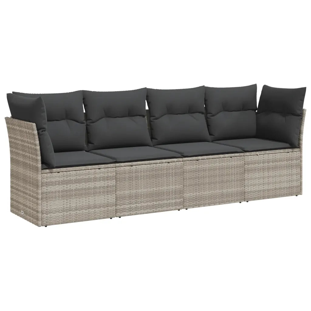 Set Divano da Giardino 4pz con Cuscini Grigio Chiaro Polyrattan 3217232