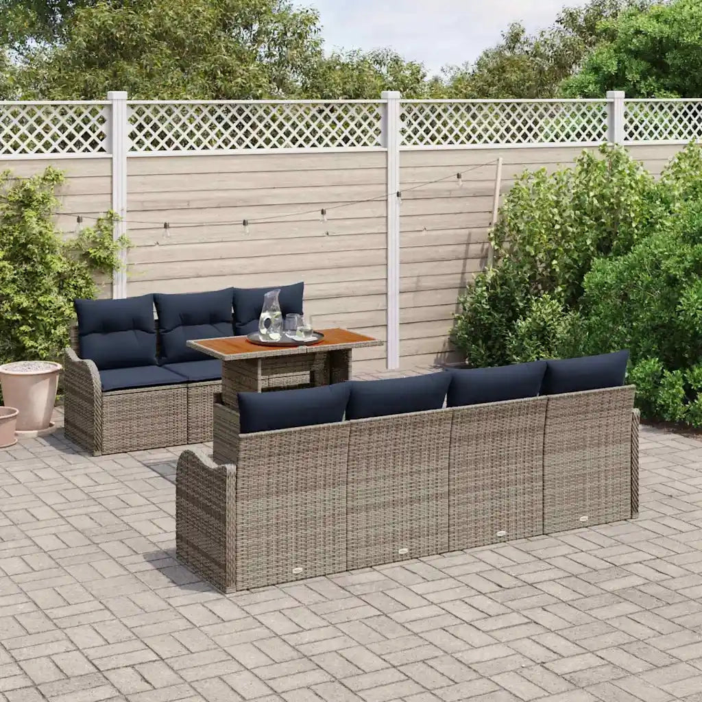 Set Divano da Giardino 8 pz grigio e blu navy 3349422