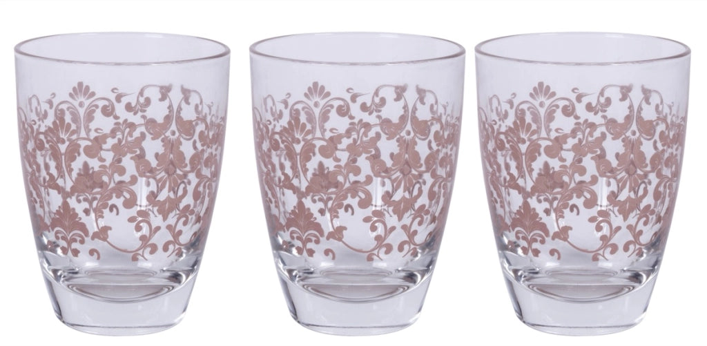 MAURY'S SISSI TRIS DI BICCHIERI PER ACQUA IN VETRO DESIGN ROSA
