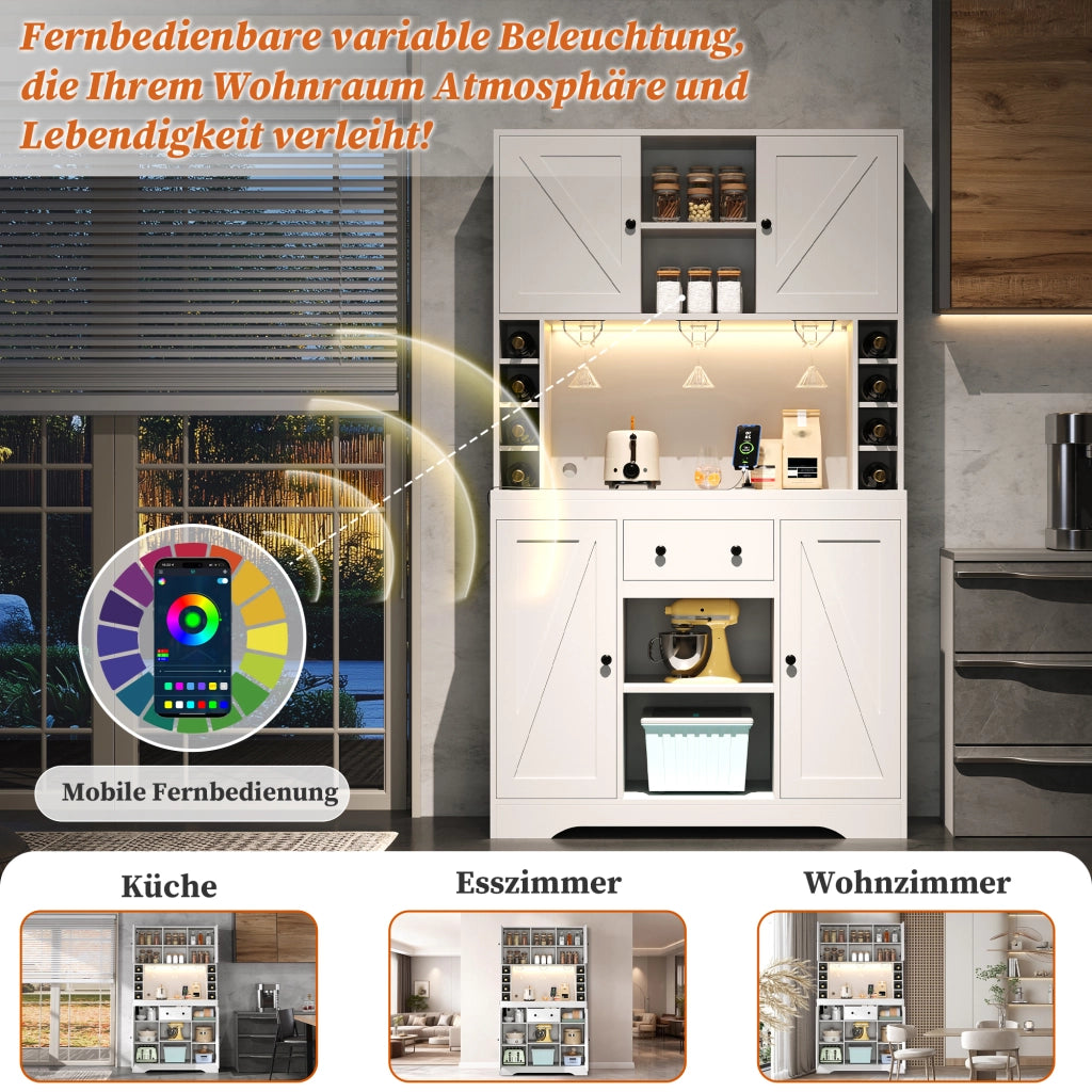 ARMADIO ALTO 180x105x40 cm Bianco in MDF con LED e prese integrate