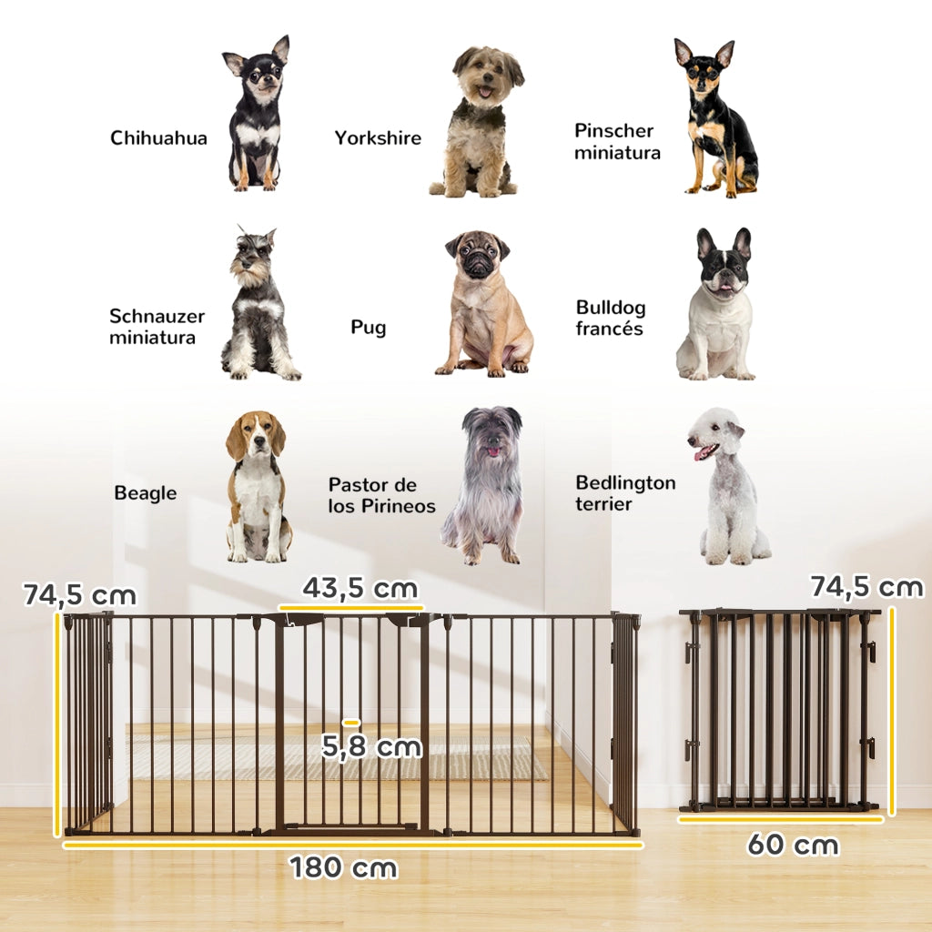 Barriera per Cani 5 Pannelli Pieghevole 300 cm ¨C Zephmum ¨C Nero