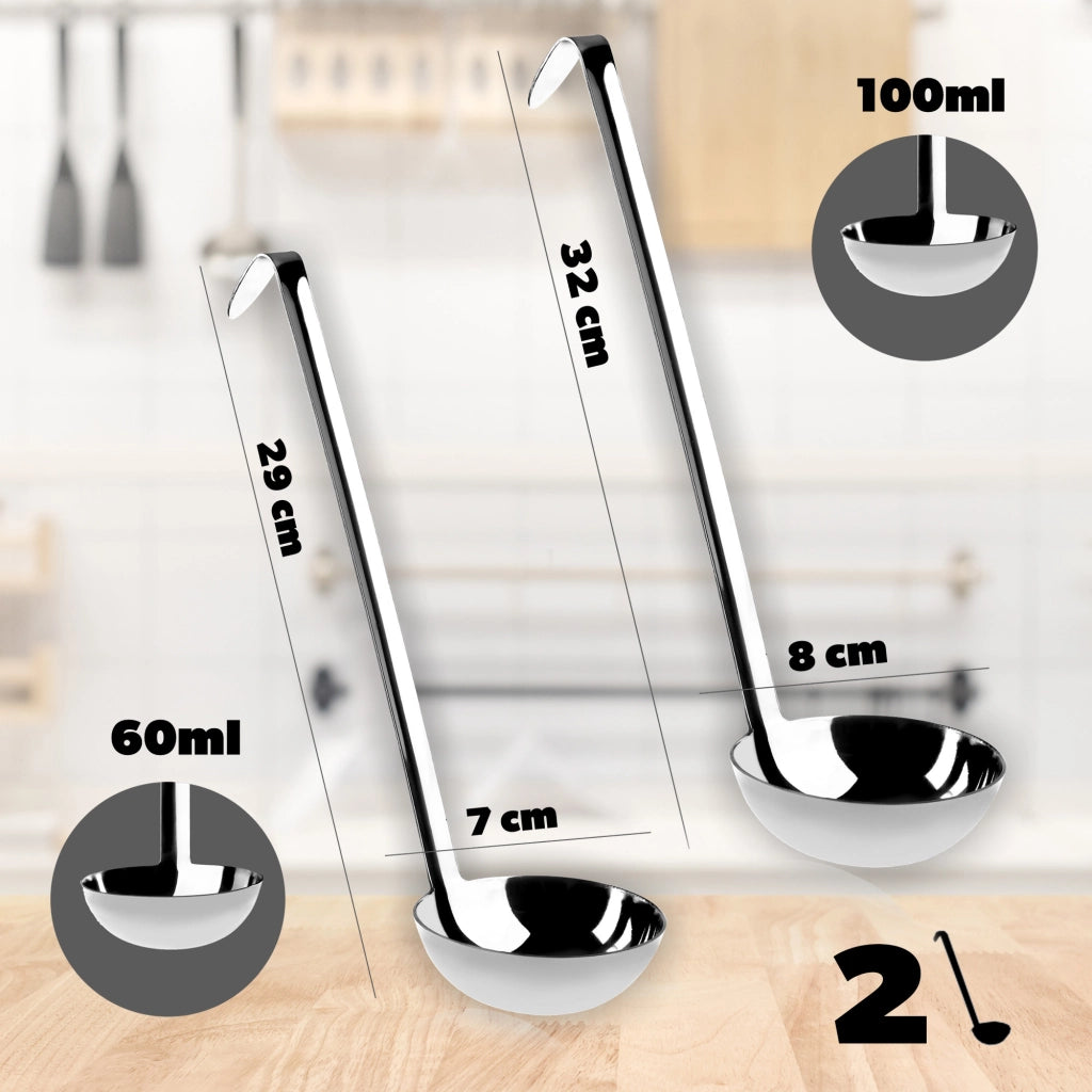 Set di mestoli in acciaio KADAX da 7+8 cm per zuppa e salse.