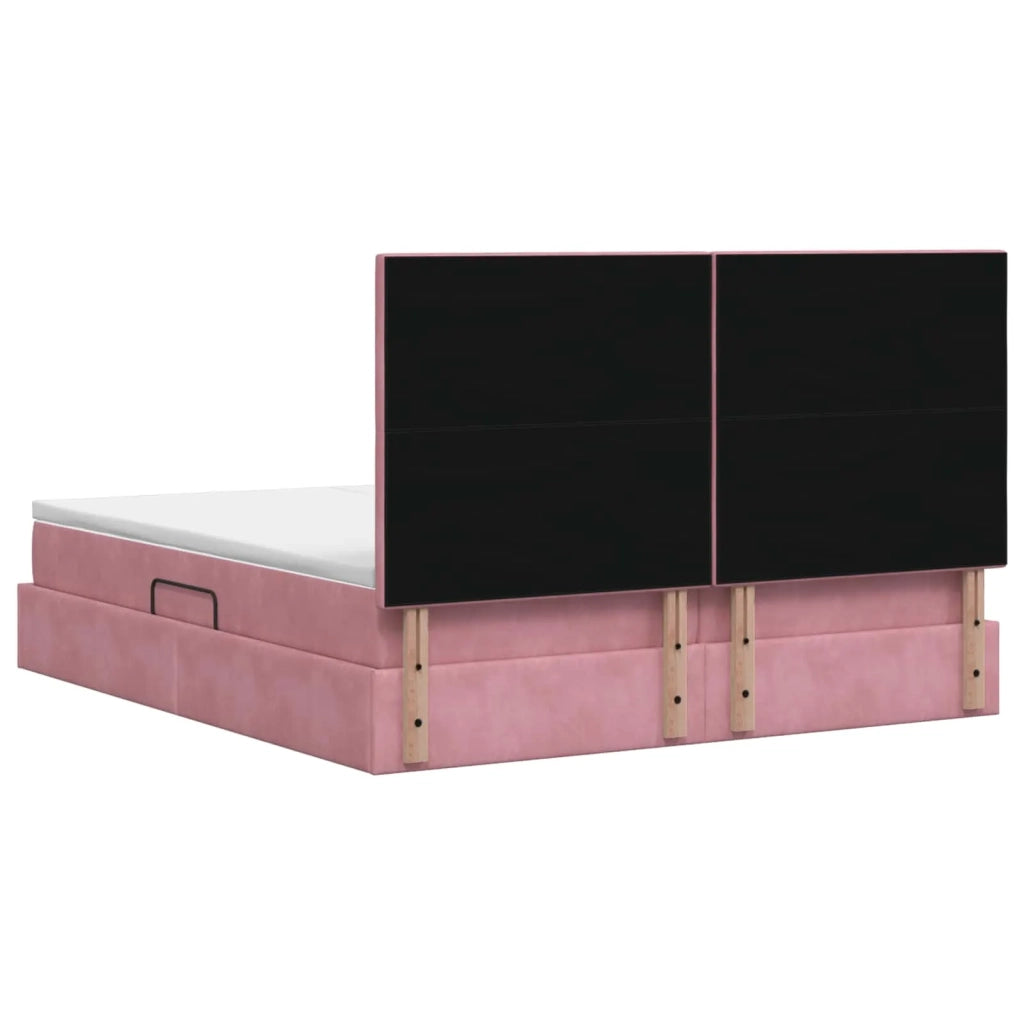 Letto con Contenitore con testiera Rosa 200 x 200 cm Velluto 3459836