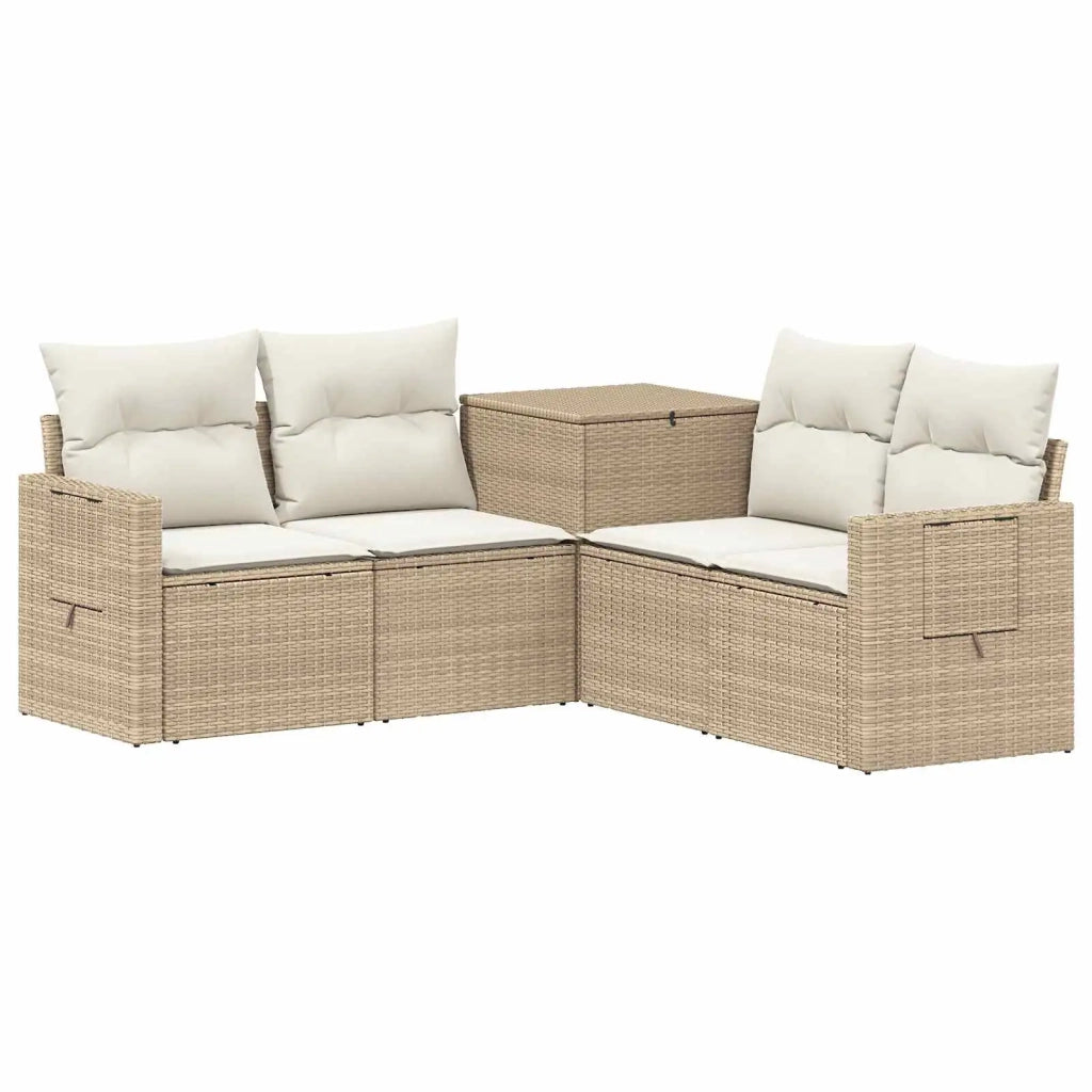 Set di divani 5 pz Beige e Bianco Crema 3447884