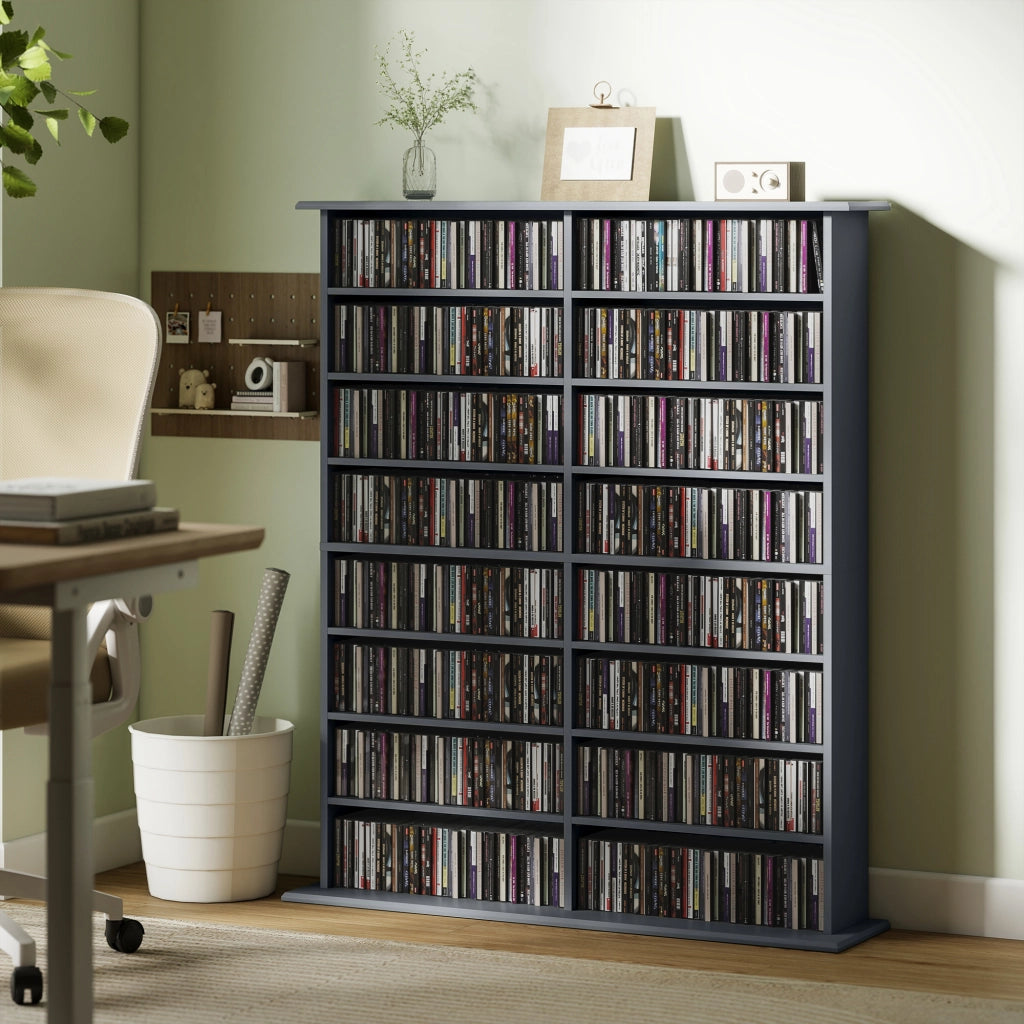 Libreria per CD e DVD con 16 scomparti e 12 ripiani regolabili ¨C Minimal ¨C Grigio