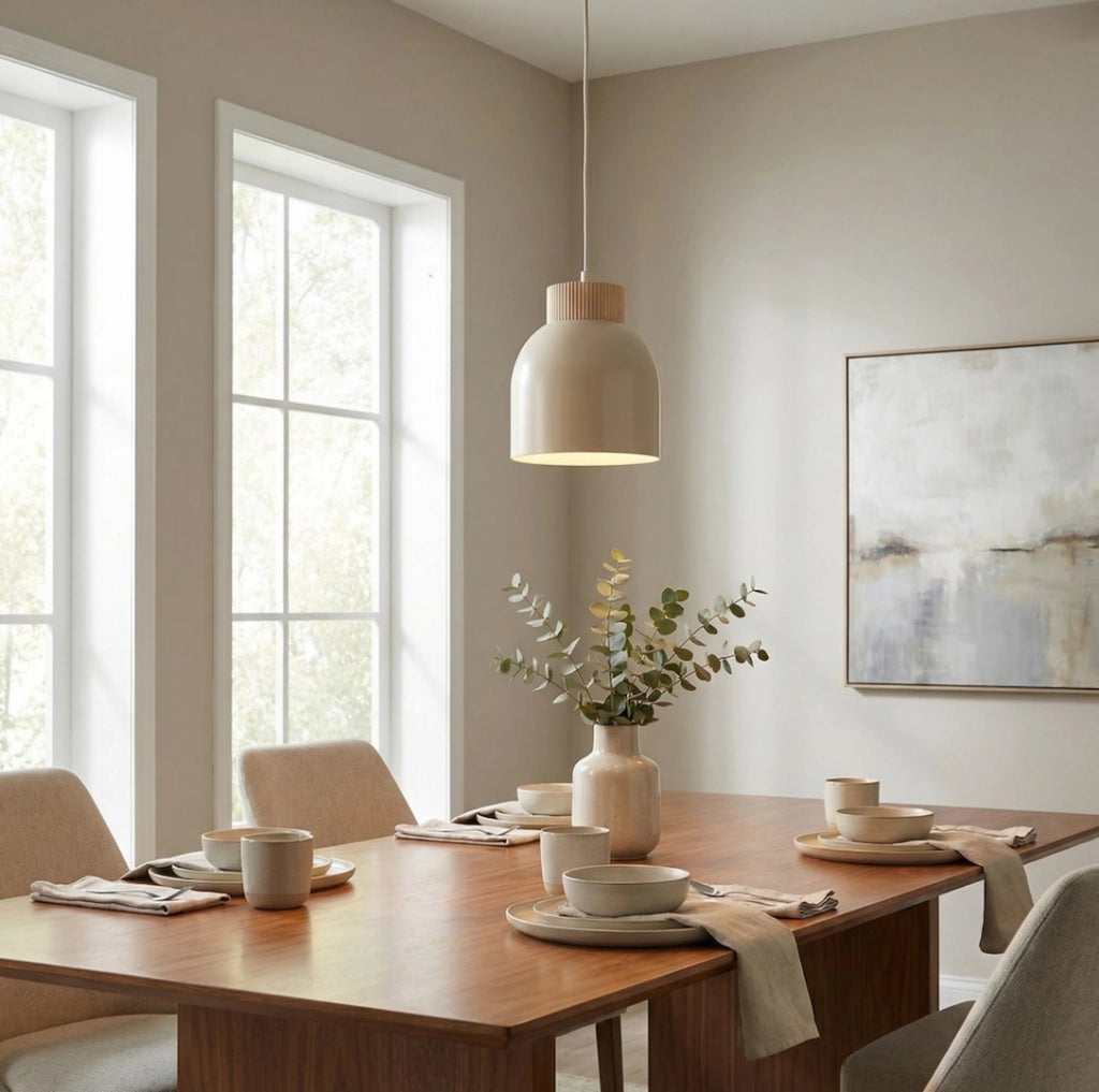 Lampada a sospensione VIGO beige legno 1xE27