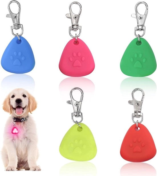 Accessori per cani illuminanti - dispositivo di sicurezza con lampeggiante - clip LED per accessori per cani (5 pezzi) con 3 modalità di illuminazione - impermeabile - sicurezza per animali domestici di notte.