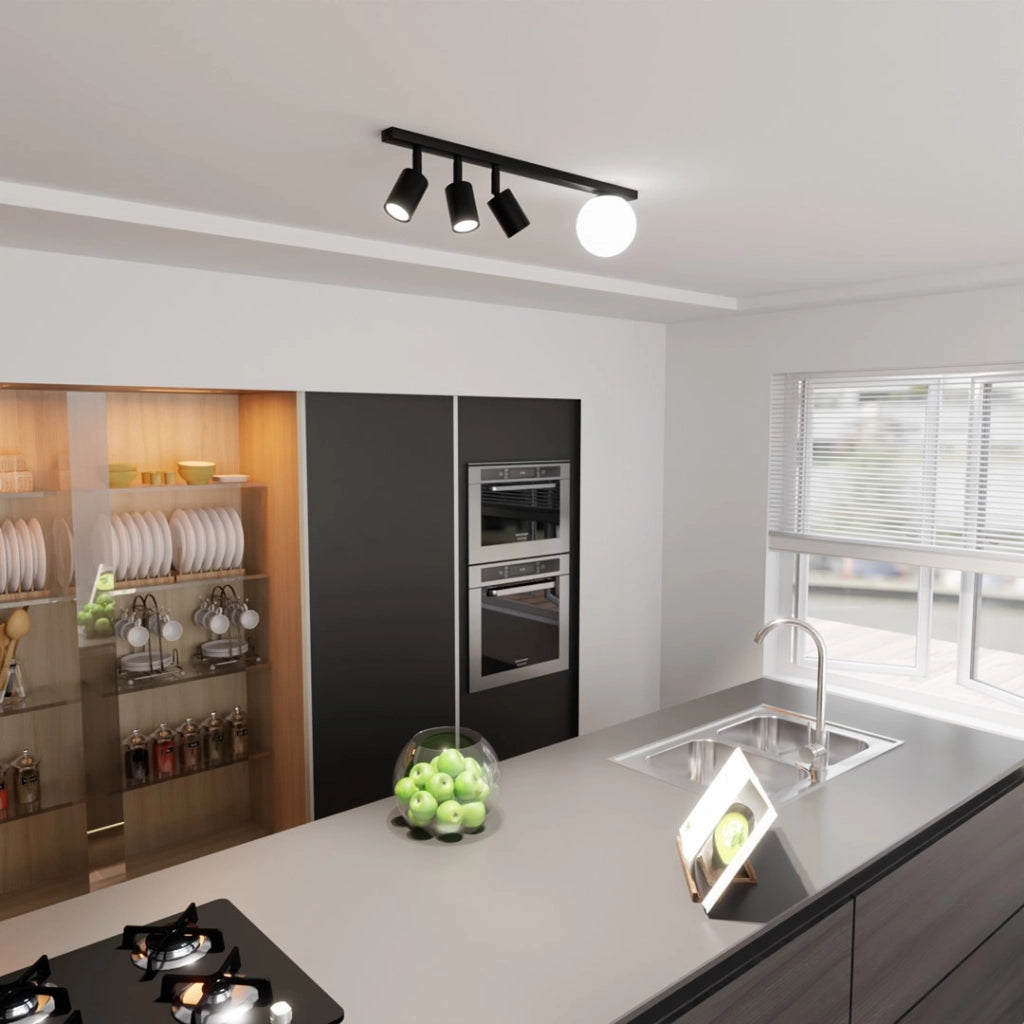 Plafoniera Emibig Baster nera 70 cm 4 luci GU10/E14