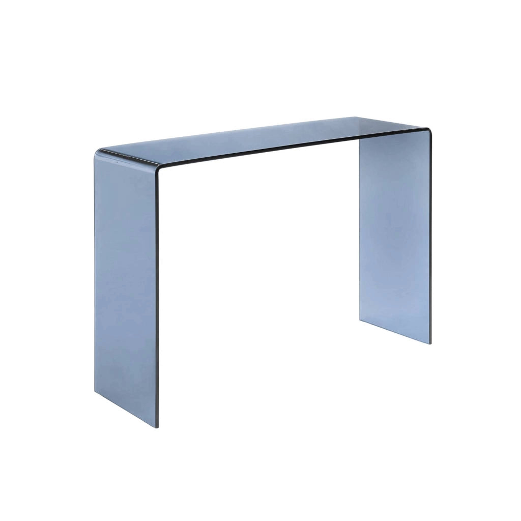 Console rettangolare in cristallo temperato, 110cm, blu grigio