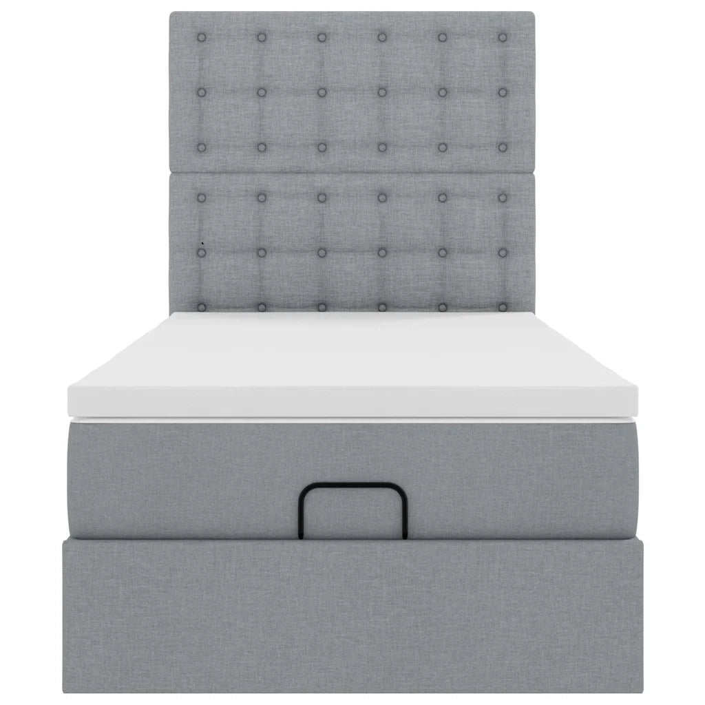 Pouf Letto con Materasso e LED Grigio Chiaro 90x200 cm Tessuto 3314141